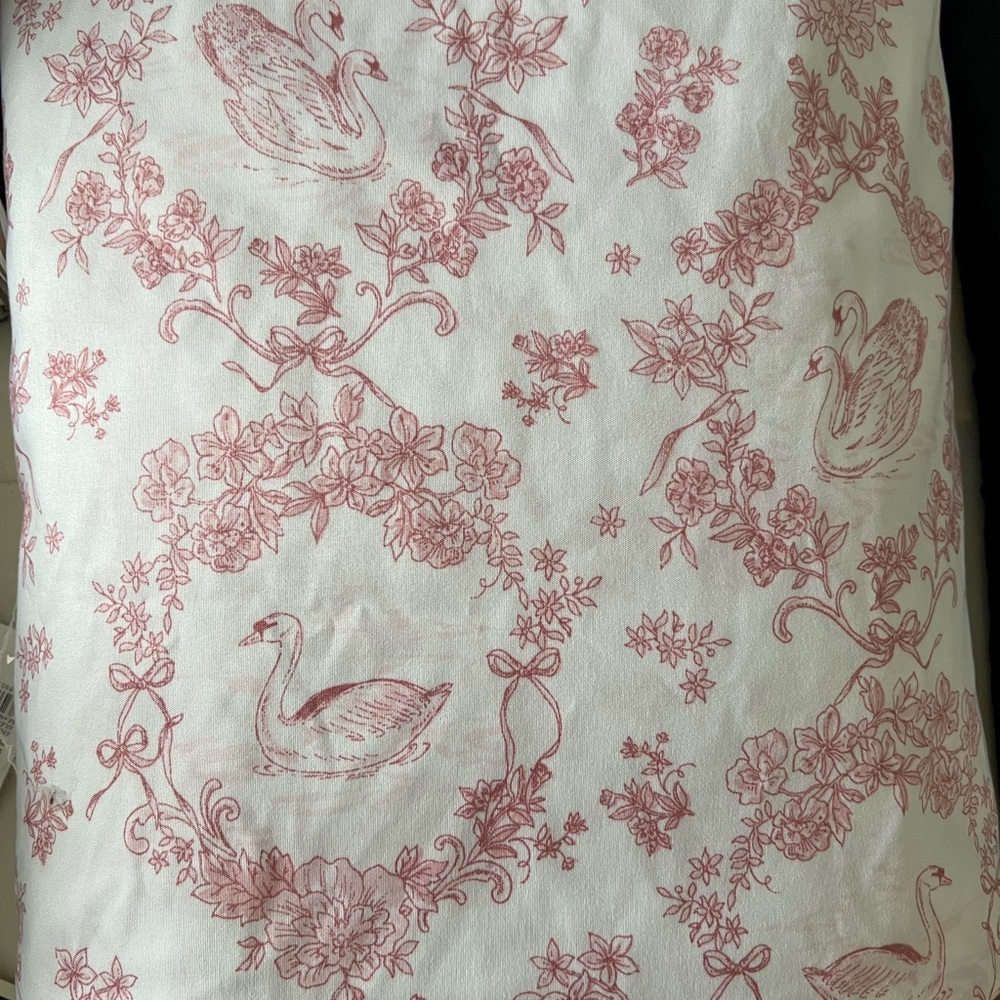 Shabby Chic Swan Print Full Sheet set- Pink and Cream